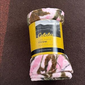 Cabela's Pink and Brown Coral Fleece Blanket